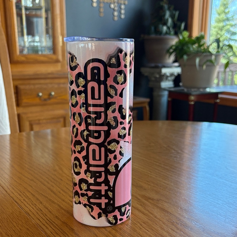 Carhartt Leopard Print Pink Stainless Tumbler New